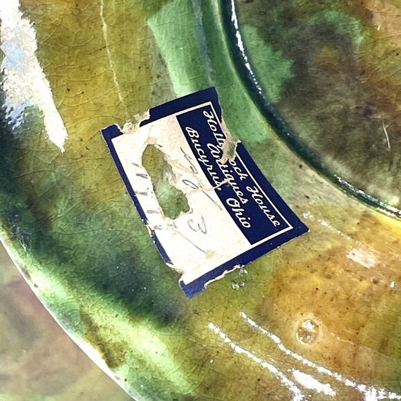 Rare Late 1800s Majolica Begonia Leaf Footed Compote w/Handles - Antique Display - Picture 5 of 7